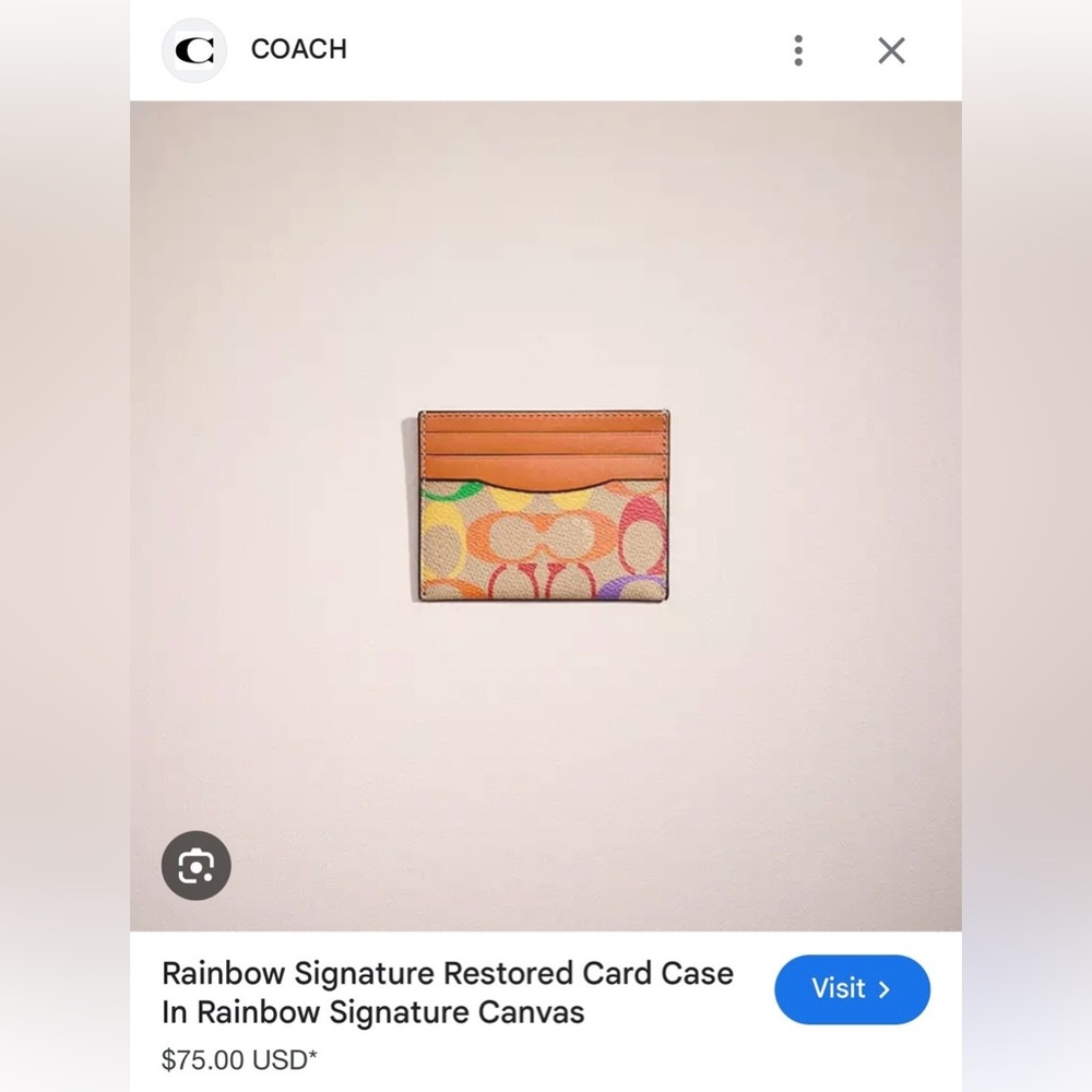 Coach Academy Backpack w/Matching Slim Card Case, In Rainbow Signature Canvas - Picture 14 of 16